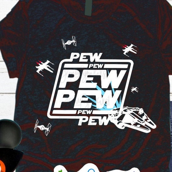 Star Wars SVG Shirt Pew Pew Pew Jedi Iron On Cricut Printable Digital Shirt Cut File Silhouette Star Wars Galaxy Edge SVG Sublimation Png