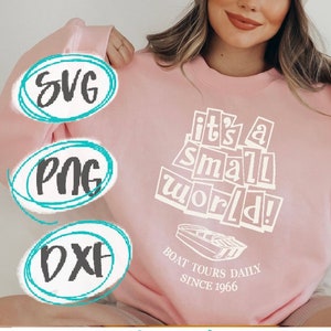 Petit monde SVG Petit monde tours en bateau SVG Silhouette camée Cricut coupe fichier fer sur sublimation PNG chemise petit monde Disneyland svg