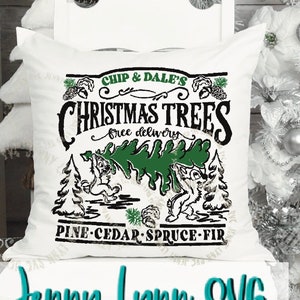 Chip and Dale Christmas Tree Farm SVG, Cut Files for Cricut Sublimation,  Retro vintage SVG Cut Files Disneyland Silhouette, PNG dxf svg