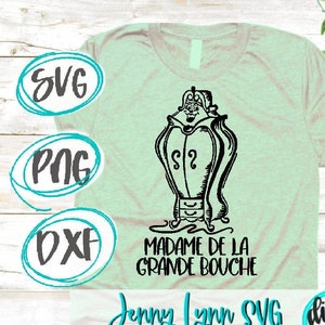 La Bella y la Bestia SVG Madame de la Grande Bouche SVG La Bella y la Bestia SVG DisneySVG Archivo de corte Silueta Disneyland Cricut Boceto PNG