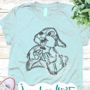 Bambi Thumper Sketch SVG PNG Classic Bambi Sketch Drawing Vacation Shirts Silhouette Cricut Cut File Design Bambi Thumper Shirts PNG