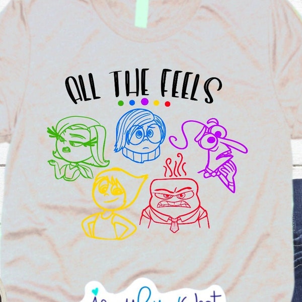 Inside Out  All the Feels Anger Sadness Joy Fear Disgust Shirt Digital Iron On Silhouette Download 6 Inside Out 36 Files Bundle DXF