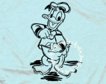 Donald Duck SVG PNG Dxf Classic Donald Duck Sketch Sketched Vacation Shirts Silhouette Cricut Cut File Design Mickey Pluto Gang Sublimation