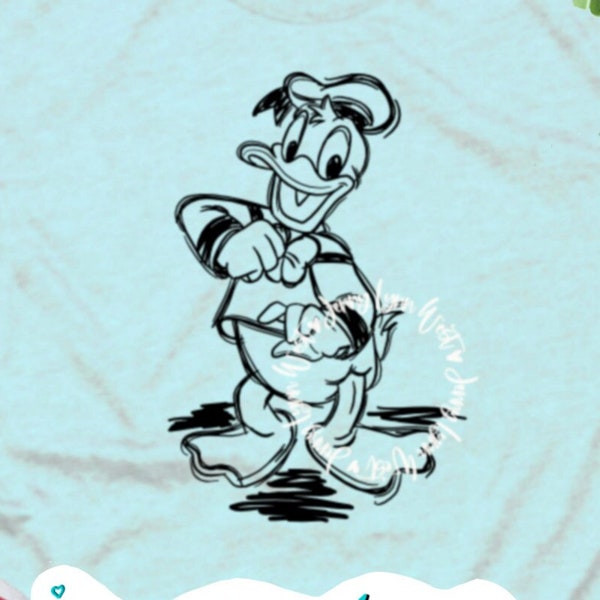 Donald Duck SVG PNG Dxf Classic Donald Duck Sketch Sketched Vacation Shirts Silhouette Cricut Cut File Design Mickey Pluto Gang Sublimation