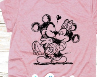 Mickey and Minnie Love SVG PNG Dxf Silhouette Cricut Cut File Sketch Valentines Mickey Minnie DisneySVG Engaged Married Anniversary DXF Png