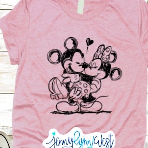 Topolino e Minnie Amore SVG PNG Dxf Silhouette Cricut File di taglio Schizzo San Valentino Topolino Minnie DisneySVG Fidanzato Sposato Anniversario DXF Png