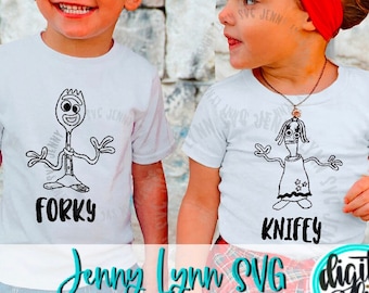 Toy Story 4 Forky SVG Knifey svg Digital Download Forkie PNG Cutting File Forky Knifey SVG Shirt Disneyland Disneyworld svg shirts dxf png