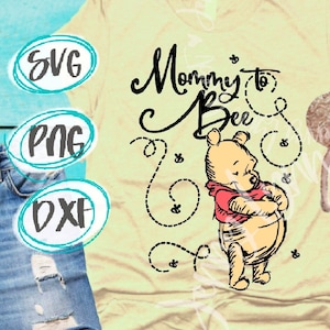Winnie the Pooh SVG PNG Dxf Futura mamá Pooh Bosquejo Silueta Cricut Archivo de corte Baby Shower Winnie the Pooh Planchado Sublimación dxf png SVG