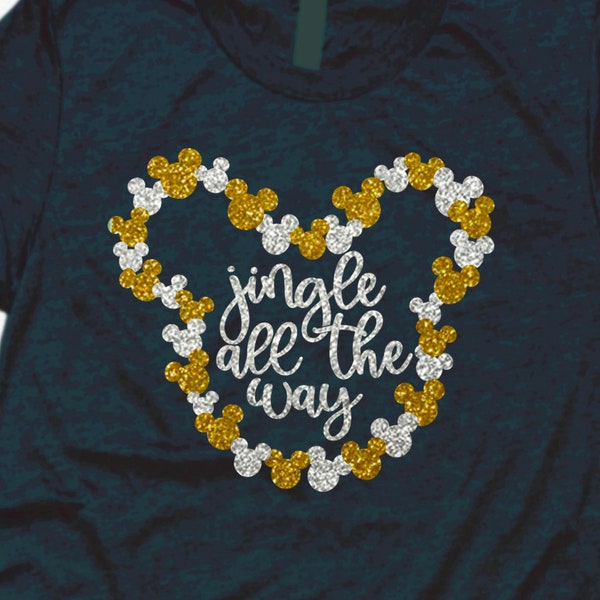 Jingle All the Way Christmas SVG Mickey Mouse Heads Jingle All the Way Christmas Iron on Shirt Disneyworld Disneyland Digital Cut File SVG