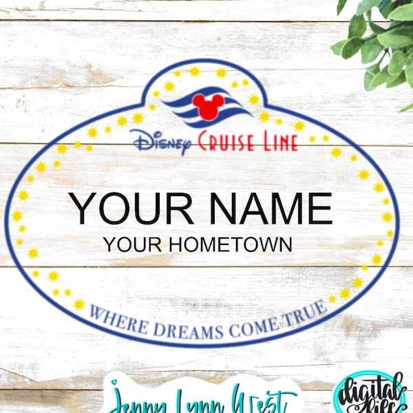 Cruise Line Cast Member Name Tag SVG Cruise Employee Tag Cut File Cricut Cruise SVG DXF Png Cut File Svg Png Sublimation