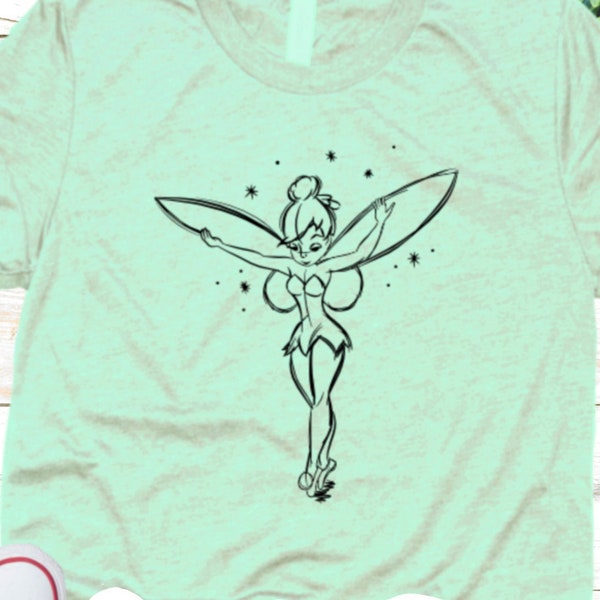 Tinker Bell Sketch SVG Tink Digital File Iron On Cricut SVG Shirts SVG Dxf Peter Pan Tinkerbell Sketch Peter Pan Tinker Bell svg