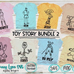 Paquete de 2 siluetas de camisas de Toy Story, Jessie Cow Girl SVG, siluetas de camisas de Toy Story, descarga de camisetas DisneySVG, impresión digital Cricut, planchado