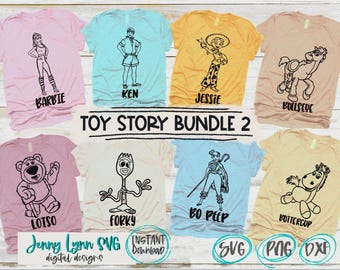 Toy Story Bundle 2 SVG Jessie Cow Girl SVG Silhouette della maglietta Toy Story Parte Magliette Scarica DisneySVG Magliette Digitali Cricut Stampa Stirabile