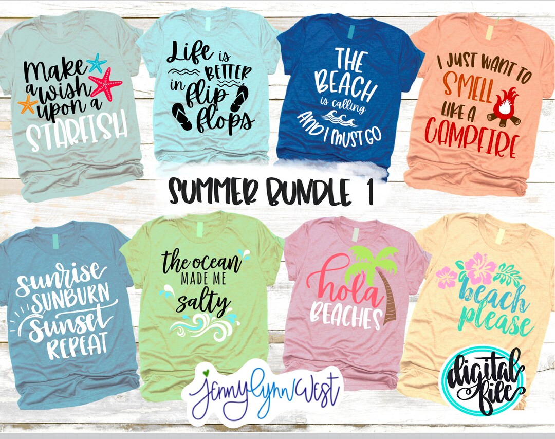 Summer SVG Bundle Beach SVG Summer Digital Download Ocean Beach Shirt ...