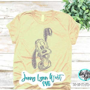 Pluto SVG PNG Dxf Classic Pluto Sketched Vacation Shirts Silhouette Cricut Cut File Design Mickey Pluto Dogs Shirts PNG Svg