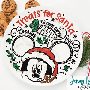 Guloseimas para o Papai Noel SVG Prato DisneySVG Mickey Mouse Natal SVG Silhueta Cricut Arquivo de corte Mouse Santa Cookies Prato Sublimação SVG dxf png