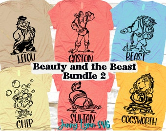 Beauty and the Beast SVG Bundle Gaston Cogsworth Chip Lefou SVG