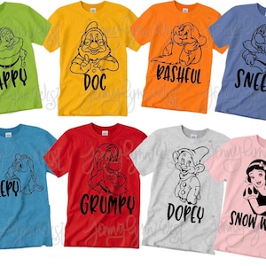 Seven Dwarfs Bundle Snow White SVG Shirt Digital Clipart Silhouette Download Family Digital Cricut Cut ALL 24 Files