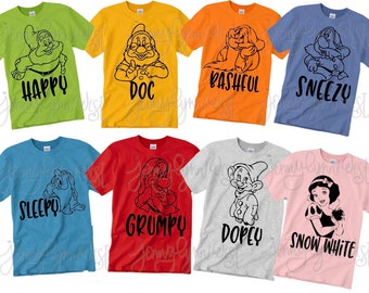 Seven Dwarfs Bundle Snow White SVG Shirt Digital Clipart Silhouette Download Family Digital Cricut Cut ALL 24 Files