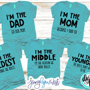 Family Rules Shirts SVG  Family Shirts  Iron On Cricut Printable Digital Shirt Cut File Silhouette I am the Oldest BUNDLE 5 Designs Mom Dad