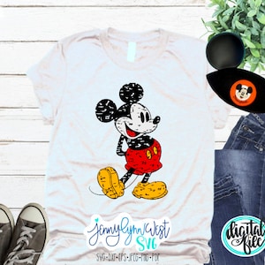 Mickey Mouse Distressed SVG Sublimation PNG Classic Mickey Mouse Cut File Iron On Shirts Silhouette Cricut Cut File Mickey Mouse Classic
