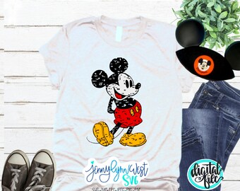 Mickey Mouse Distressed SVG Sublimation PNG Classic Mickey Mouse Cut File Iron On Shirts Silhouette Cricut Cut File Mickey Mouse Classic