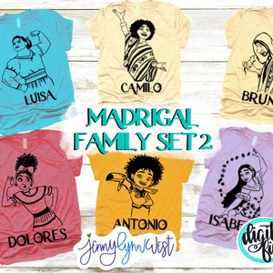 Encanto SVG Madrigal Family SVG Set 2 Digital Files Cricut svg Silhouette Iron On PNG dxf Bruno Isabela Luisa Antonio Dolores svg shirt
