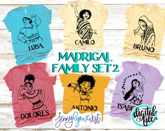 Encanto SVG Madrigal Family SVG Set 2 Digital Files Cricut svg Silhouette Iron On PNG dxf Bruno Isabela Luisa Antonio Dolores svg shirt