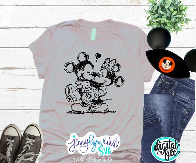 Download Mickey and Minnie Love SVG PNG Dxf Silhouette Cricut Cut ...