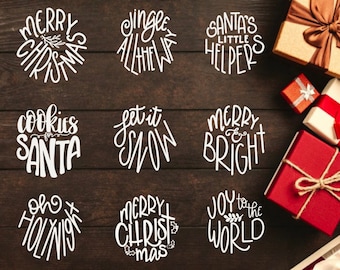 Christmas Ornament SVG Bundle: Merry Christmas Ornaments, Let it Snow, Cut Files for Cricut