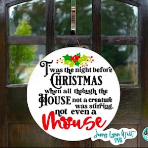 Era véspera de Natal Nenhuma criatura se mexendo Nem mesmo um rato Natal SVG Placa de Natal do Mickey Mouse SVG Arquivo Cricut Cut