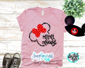 Mimi Mouse Disneyland SVG: Hand Lettered cut file or printable png (Digital File)