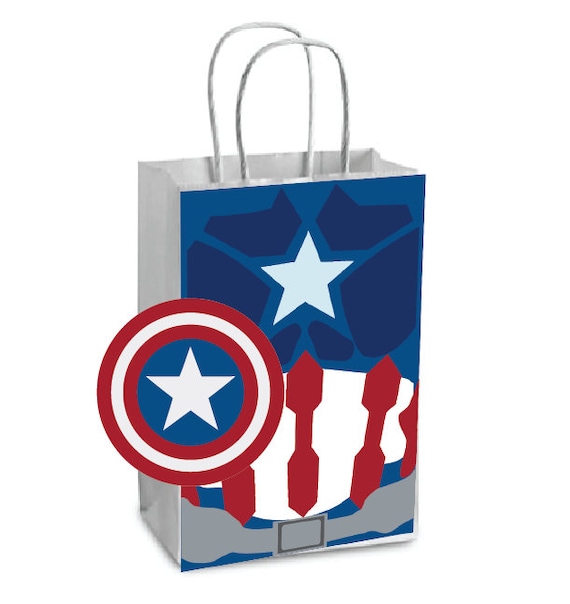 Captain America Party Favor Bags Printable PNG Avengers Marvel Favor Bags  Captain America Birthday Favor Loot Bags Party Bags Easy Goodie