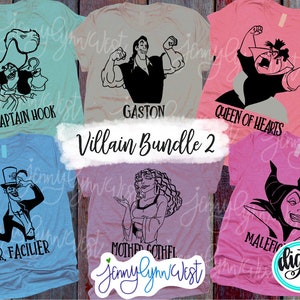 Villains SVG Gaston Maleficent Dr Facilier Mother Gothel Shirt Digital Iron On Silhouette Cricut Villains Bundle Set 2 Cut File