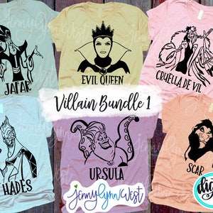 Villains SVG Ursula Jafar Scar Cruella De Vil Shirt Digital Iron On Silhouette Cameo Cricut Villains Bundle Set 1 Halloween Villain
