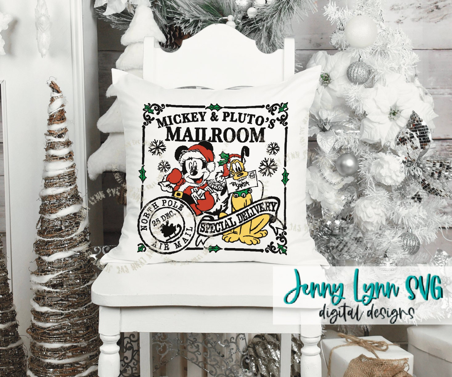 Mickey & Pluto Mailroom  SVG Christmas SVG DisneySVG Mickey Mouse Christmas Santa SVG Cricut Cut File Christmas Sublimation svg dxf png