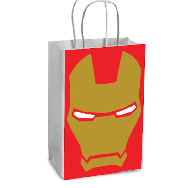 Iron Man Party Favor Bags Printable PNG Avengers Marvel Favor Bags Iron man Birthday Favor Loot Bags Party Bags Easy Jenny Lynn West SVG