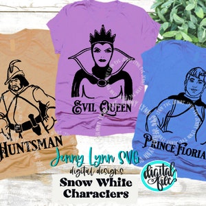 Seven Dwarfs Bundle Evil Queen Huntsman and Prince Florian Snow White SVG Digital Download Shirts Digitals Iron On File SVG DXF png