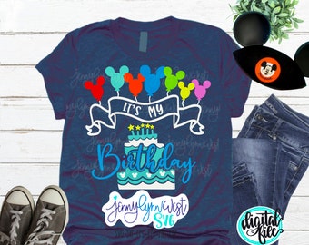 Cumpleaños de Disneyland SVG Es mi camiseta de cumpleaños Fiesta de cumpleaños Globos de Mickey Camiseta de cumpleaños de Mickey Cricut Planchado Corte Silueta SVG