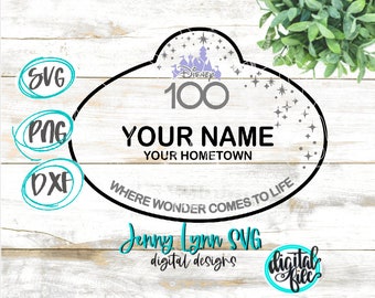 100 Years of Wonder Cast Tag SVG  Disneyland Cast Member Name Tag SVG Disneyworld Employee Tag Cut File Cricut Svg DXF Png Iron On Cast