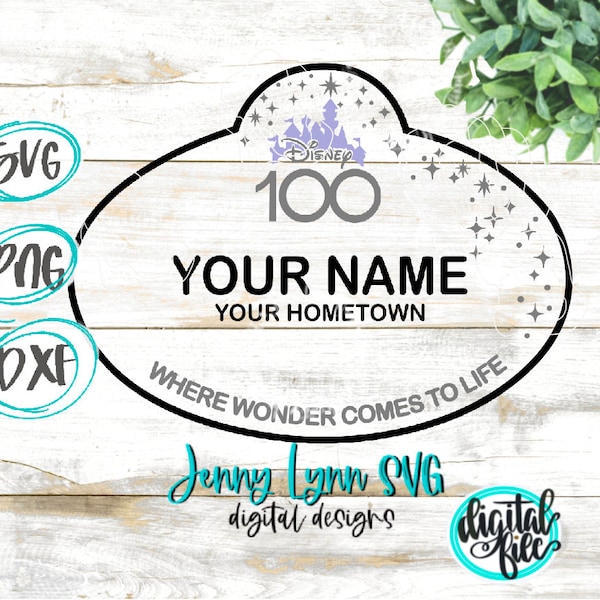 100 Years of Wonder Cast Tag SVG  Disneyland Cast Member Name Tag SVG Disneyworld Employee Tag Cut File Cricut Svg DXF Png Iron On Cast