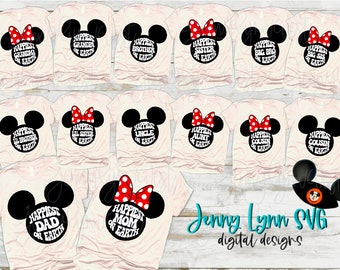 Camisetas familiares de Disneyworld SVG Mickey Mouse El lugar más feliz de la Tierra SVG Planchado Disneyland Archivo de corte digital Abuela Abuelo Mickey Mouse