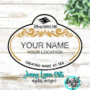 Cruise Line Cast Member Name Tag SVG New 2022 Cruise Employee Tag Cut File Cricut DisneyCruise SVG DXF Png Cut File Svg Png Sublimation
