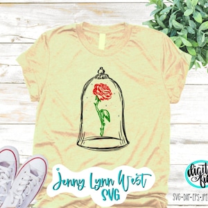 Rosa de La Bella y la Bestia SVG Rosa encantada SVG Sublimación Cricut Serigrafía Archivo de corte Planchado Svg Png DXF Archivo digital