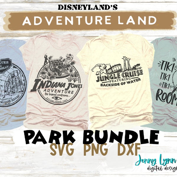 Disneyland SVG Bundle Adventureland Rides SVG : Indiana Jones, Jungle Cruise, Pirates of the Carribean, Cricut