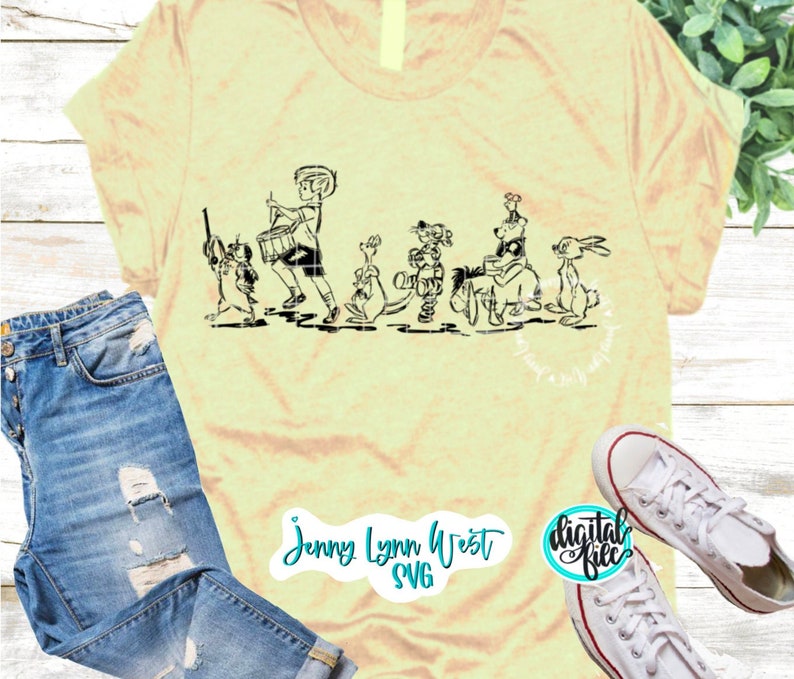 Winnie Puuh SVG-Datei für T-Shirts aus dem Hundertmorgenwald (handgeschriebene Clipart, Silhouette-Datei) – Download der digitalen Datei für Cricut-Schnittdateien