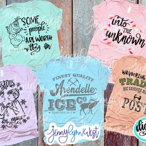 Frozen 2 SVG BUNDLE Arendelle Ice Company Frozen Shirt Disneyland World PNG Cut File Iron On Shirt Transfer Clipart 5 Shirts 25 Files