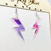 Iridescent Lightning Bolt Earrings, Rainbow Statement Earrings, Thunderbolt Earrings Pierced or Clip-on, Weather Earrings 