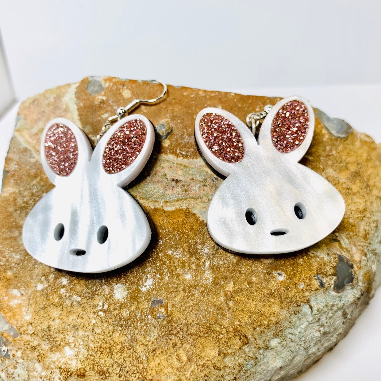 Laser Cut White Rabbit Acrylic Earrings Kawaii Bunny - Etsy