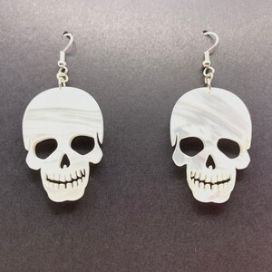 Scary Skeleton Skull Acrylic Earrings White Edgy Acrylic - Etsy